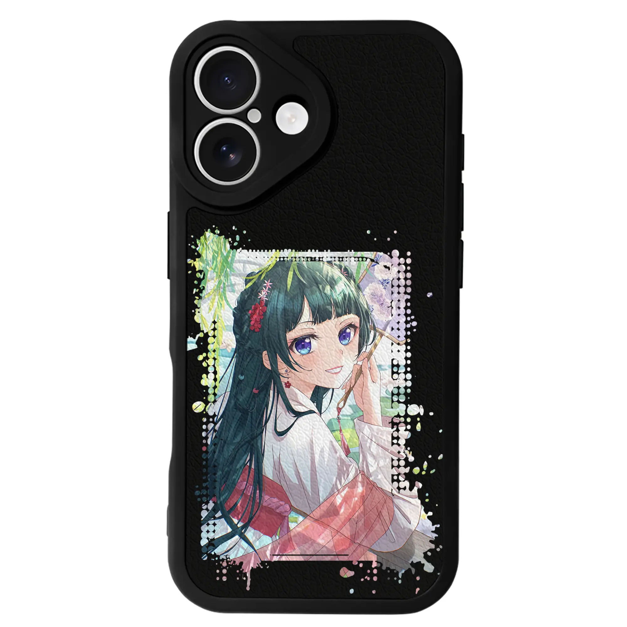 薬屋のひとりごと グッズ,猫猫 - IPhone 16シリーズ対応 ・ シリコンスマホケース ・ レザー調 ・ 高精度フィット ・ 耐衝撃 ・ ワイヤレス充電対応 ・ 精密カット